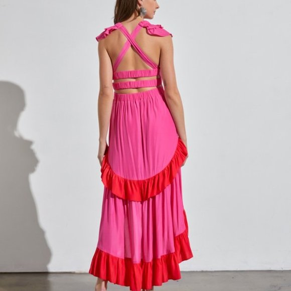 BACK CROSS RUFFLE DRESS - Picture 3 of 4